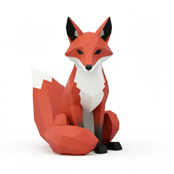 A low-poly red fox, the concept image for a 3D model